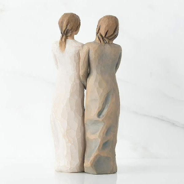 Resinfigur Två Systrar Skulptur Handmålade Figurer