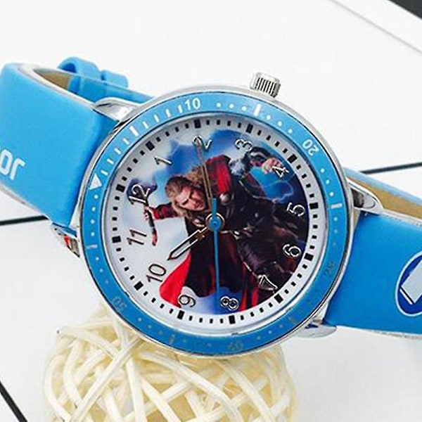 Spider-man Thor Hulk Quartz Klocka Faux Läder Rem Digital Armbandsur Barn Födelsedagspresent, Blå
