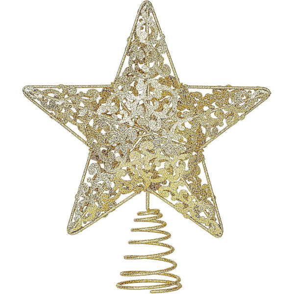 10,7 tommers gull jule stjerne tretopper. Metall glitrende jul