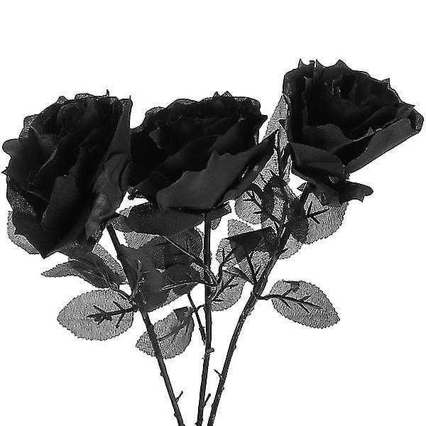 3 stk. Hjemmedekorasjoner Halloween Blomster Halloween Bryllupsblomster Silkeklut Roseblomster Kunstige Blomster Stilk