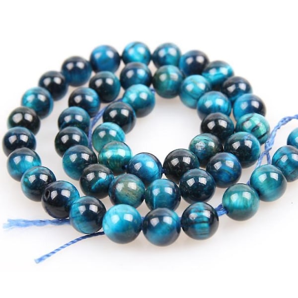 Naturlig ædelsten rund afstandsstykke løse perler til smykkefremstilling 15,5" 1 streng 6 mm (akvamarin tigerøje, 6 mm 63 perler)
