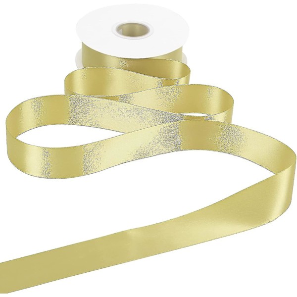1,5 Tums Bred Satinband 50 Yards Guld Dubbelsidig Polyester Silke Satinband För Presentinslagning Hårbågar Tillverkning