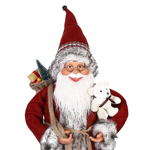 Jultomte Dekorationer, Julstående Figuriner Ornament med Presentpåse för Nyår Juldekoration (45CM)