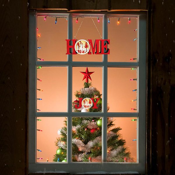 HOME JOY Dörrskylt Elk Julgran Hängande Skylt Vägg Trä Julhängande Dekoration (B)