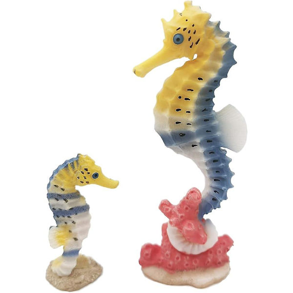 2 stk. Søheste Akvarie Dekoration, Kunstig Søhest Polyresin Figur Ornament til Børn Undervisningsmodel