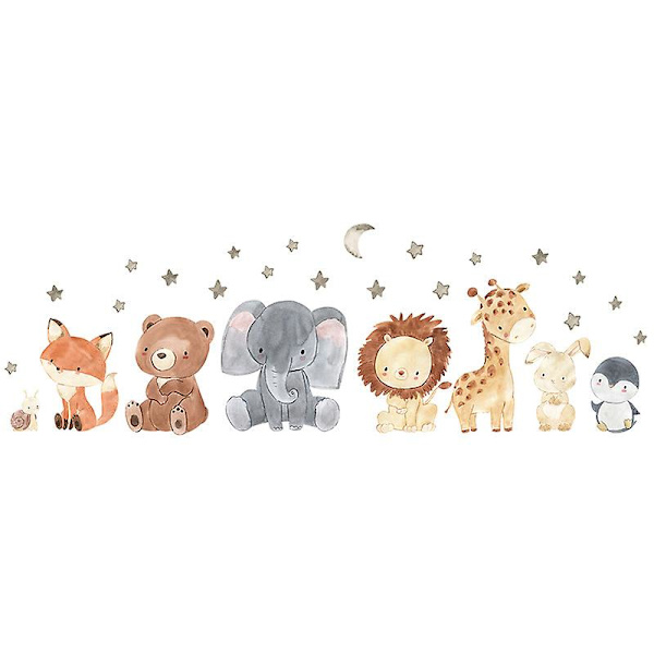 En uppsättning Animal Moon Stars väggdekaler, väggdekal, väggdekor för vardagsrum, sovrum, kök, kontor
