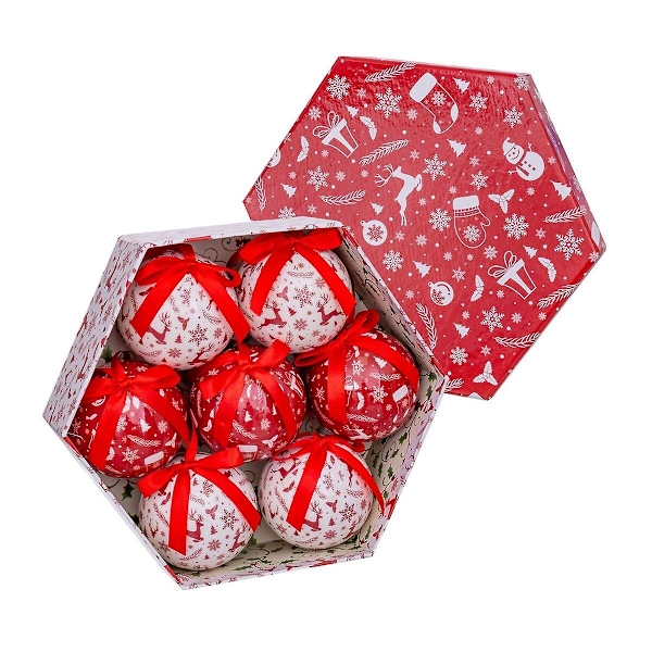 Julgranskulor Vita Röda Pappers Polyfoam Snögubbe 7,5 x 7,5 x 7,5 cm (7 stycken)