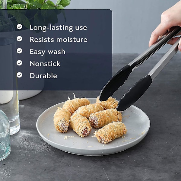 Tång för matlagning med silikonspetsar 2-pack Non-stick Bbq grillklämma Värmebeständig kök