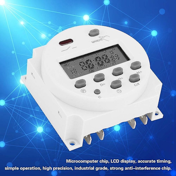 12V Mini LCD Digital Veckotimer Reläbrytare Digital Timer Strömtimerkontroll Med Vattentätt Skydd Vit