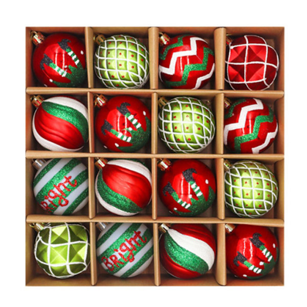 1 Set 3/6CM Julkulapp Matt Glans Glitter Julgran Hängande Boll Ornament Hänge (E)