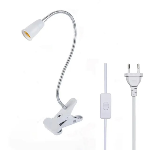 Plug 360 Degree Flexible Desk Lamp Holder E27 Gooseneck Lamp Socket Clip-on Cable with Switch