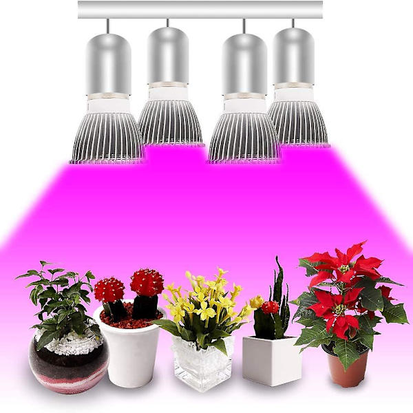 Växtlampa E27 30w Full Spectrum Tillväxt Inomhus Trädgårdsodling Växtbelysning Hydroponisk Lampa För Blomväxter [4-pack]