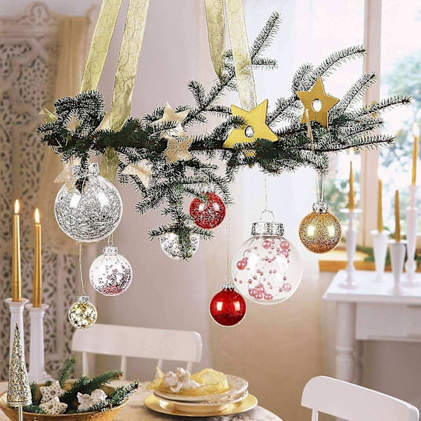30 stycken julgranskulor, 5 stilar guld julgranskulor oförstörbara dekorationer för