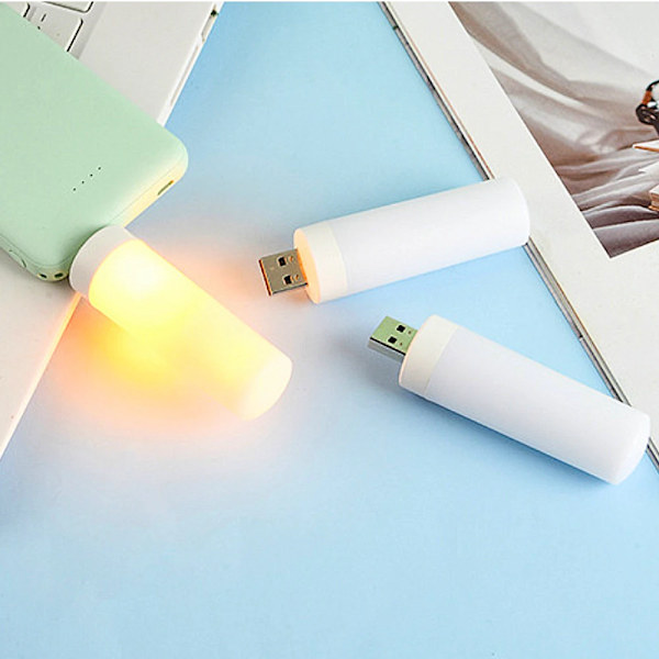 3-pakkaus USB-tunnelmavalo LED-liekkivalo Kynttilänvalo Kirjavalo Mobiilivirta Leirintä