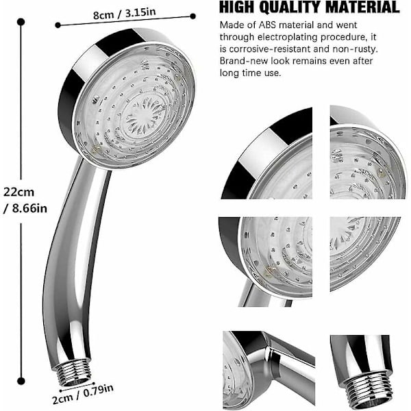 LED-duschhuvud, 7 färger automatisk färgbyte högtrycksduschhuvud, universellt badrum duschhuvud för hem, hotell, badrum, krom