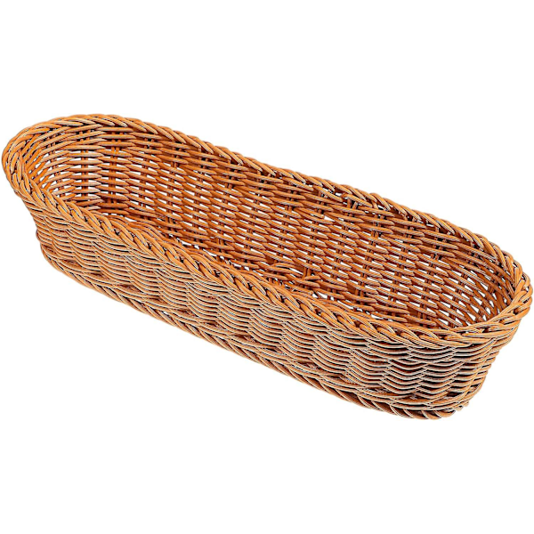 Imitation Rattan Woven Brödkorg: Oval Lång Brödkorg Dekorativ Matserveringsbricka Snackbehållare Hållare Fruktdisplay Skål Förvaringskorg