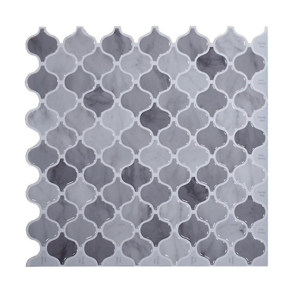 Laatat 30x30cm, 1 kpl 3D-liimaseinälaatat itseliimautuvat backsplash-laatat keittiön seinätarrat liimalaatat kylpyhuoneen seinäpeite - Damask Gray