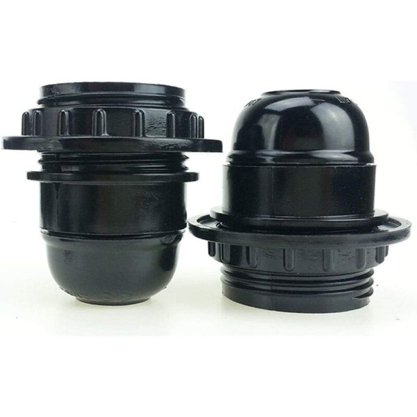 4 delar E27 sockellampa glödlampa 250V 4A plast glödlampa sockelhållare utvändig gänga retrostil (svart)