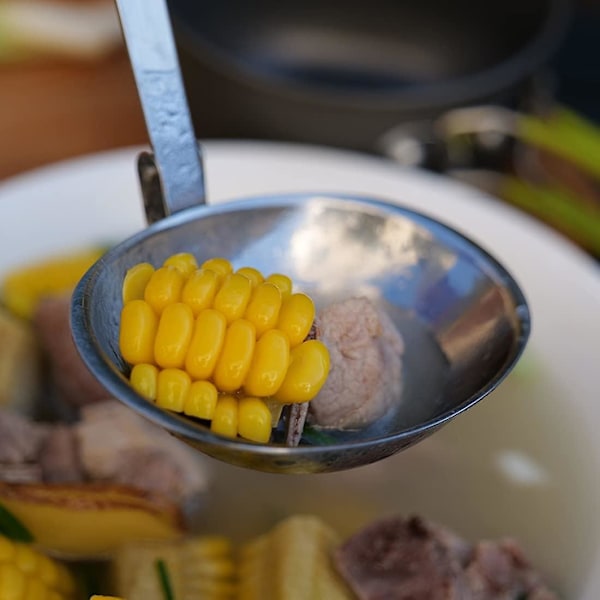 Bärbar rostfritt stål utomhus bestick camping hopfällbar sked soppslev matlagningsredskap
