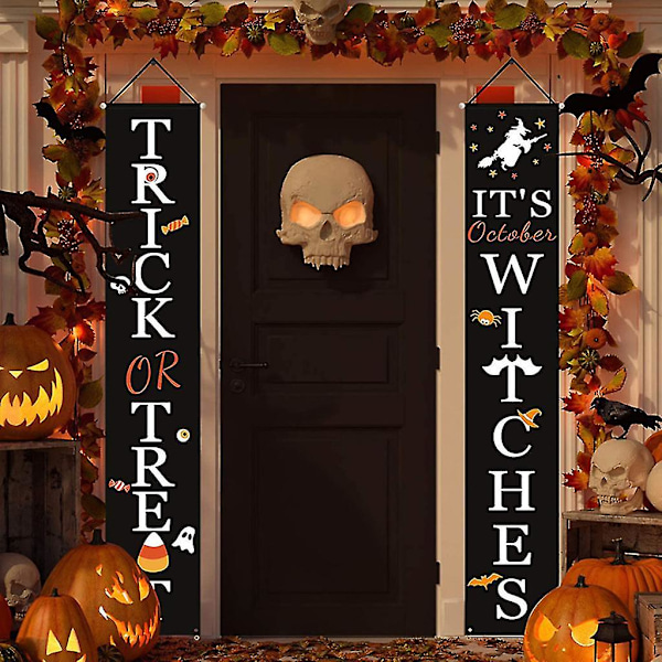 Halloween-banderoller Dörrgardin 1 Par Bakgrundsflagga Inomhus Utomhus Vägg Dörr (Stil 3)