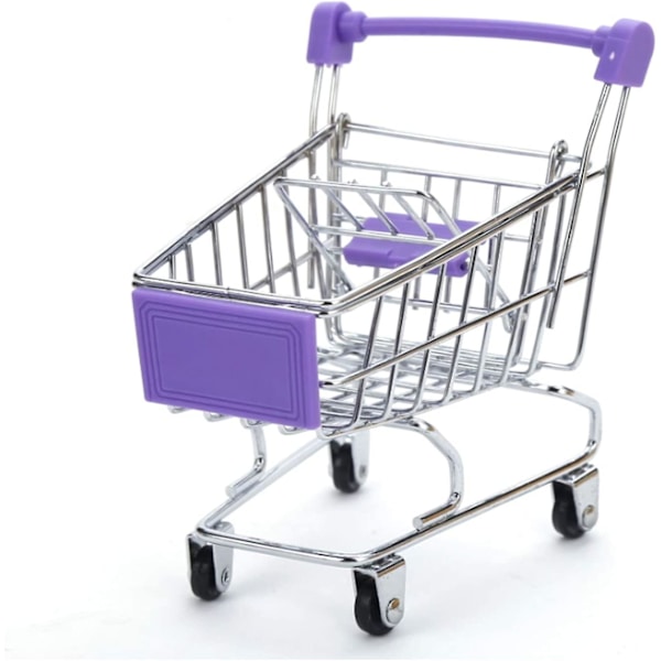2 st Mini Varukorg Supermarknads Handvagn Shopping Utility Cart Mode Lagring Leksak (blå och lila)