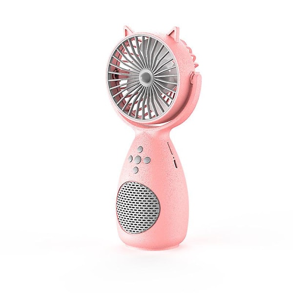 Håndholdt ventilator bærbar ventilator med Bluetooth-lyd, genopladelig, USB-lydløs bordventilator bordventilator til hjemmekontor udendørs rejser