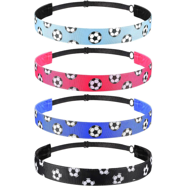 4 delar halkfritt fotbollshårband Justerbart fotbollshårband för tjejsport (svart, blå, rosröd, ljusblå)