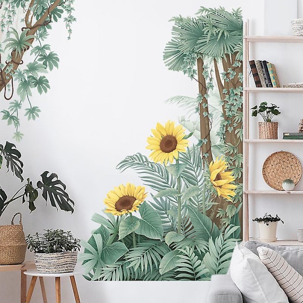 En uppsättning väggdekaler blommor växter träd väggdekaler väggdekor för vardagsrum sovrum kök kontor