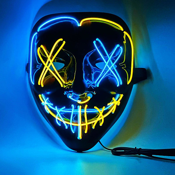 Halloween Mask Blandade Färger LED Mask Party Mask Masquerade Masker Neon Mask Ljus Glöd I Mörkret Skräck Mask Glödande Mask (42)