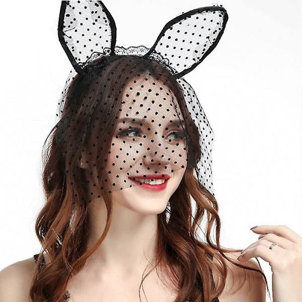 Evago 2-pack Vågbrosyrspets Hårband Svarta Kattungeöron Hårring Kaninöron Huvudband Festdekoration Huvudbonad Cosplay Huvudbonad för Halloween, jul, ma