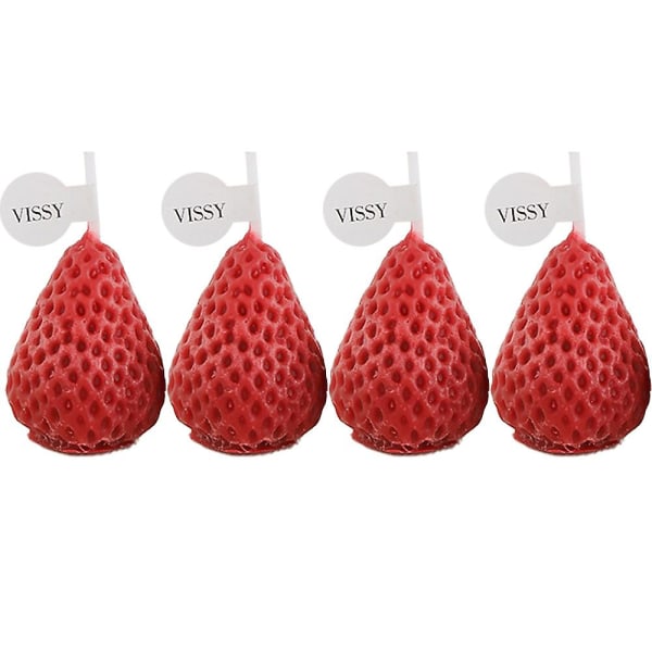 Alla hjärtans dag Rött jordgubbsljus Jordgubbsformat ljusvax dekorativt ljus kompatibelt med badrumsdekorationsfester i sovrummet