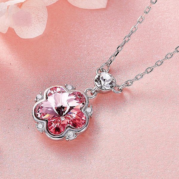 Romantisk Alla hjärtans dag och nyårsgåva, smycke med stenar, kristallhänge, halsband för kvinnor, födelsedagshalsband för kvinnor, blomma