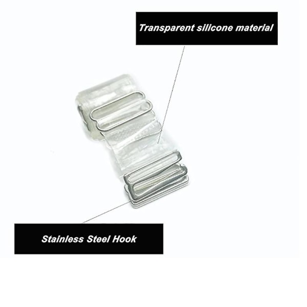 3 par klare bh-stropper, krok i rustfritt stål med flere bredder, gjennomsiktig avtagbar usynlig erstatnings-bh-skulderstropper