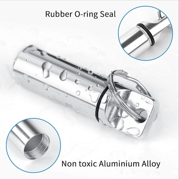 Liten bärbar pillerburk nyckelring (3-pack), aluminiumlegering minipillerorganisatör fodral behållare för handväska, vattentät metallpillerhållare för utomhusläger