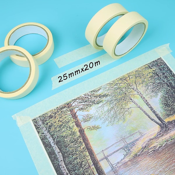 25mm Dekorationstejp för inomhus, 12 rullar, beige, självhäftande, hantverk, målartejp