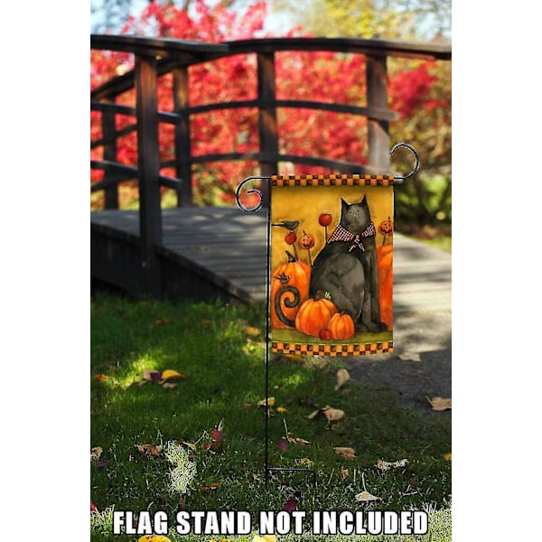 12x18 Tum Dubbelsidig Trädgårdsflagga Halloweenflagga, Folk Cat Höst Halloween Trädgårdsflagga Husflagga För Utomhusgård Dekoration