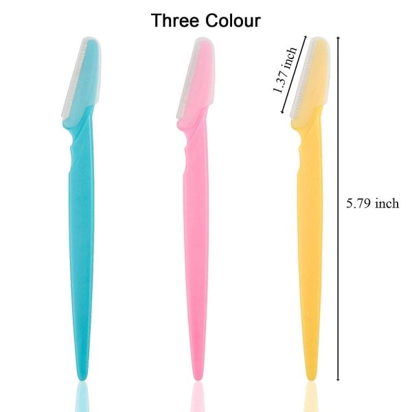 Ansigtsbarberknive til kvinder 30 stykker, Øjenbryns barberkniv Trimmer Shaper Shaper med præcisionscover til mænd piger, med æskepakke, 3 farver