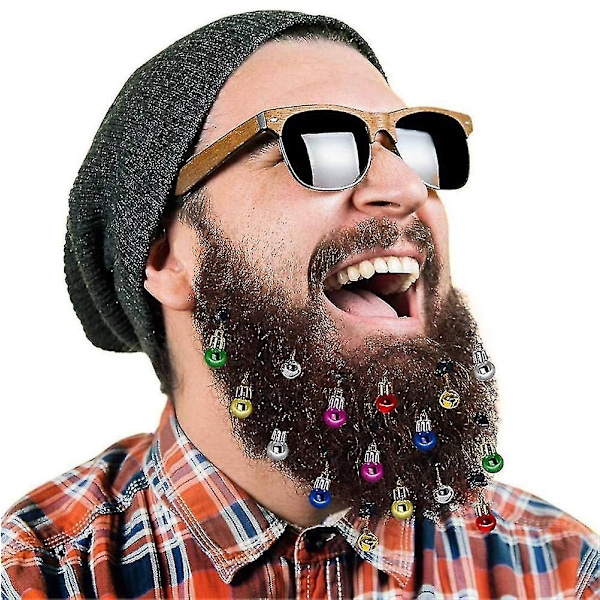 Evago 12pcs Beard Ornaments Christmas Beard Decoration Ball Santa Claus Clip Light Bulb Bells Clip Party Wearing