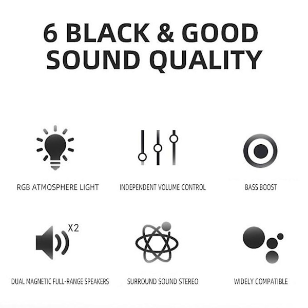 D71 RGB Datorhögtalare Hemmakontor Subwoofer med Färgglad LED-belysning USB Högtalare Hem