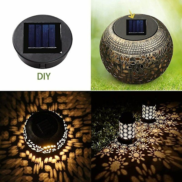 2 st solcellslampor för lyktor, solpanelers övre del med en LED-lampa, gör-det-själv-solcellslykta för utomhusdekoration