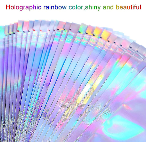 100 stycken holografiska förpackningsväskor förvaringsväska för mat (holografisk färg 7,5 * 10 cm)