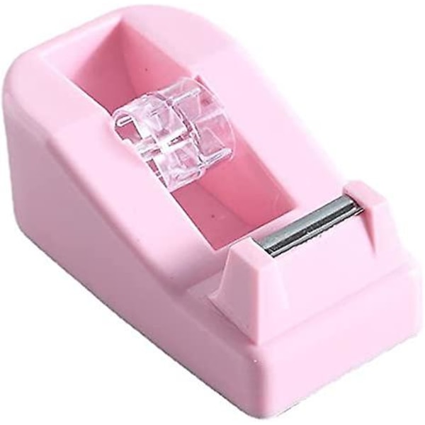 Desktop Tape Dispenser Heavy Duty Skrivebordstilbehør Blomsterkontor Tape Dispensere, vægtet skridsikker base, Pink