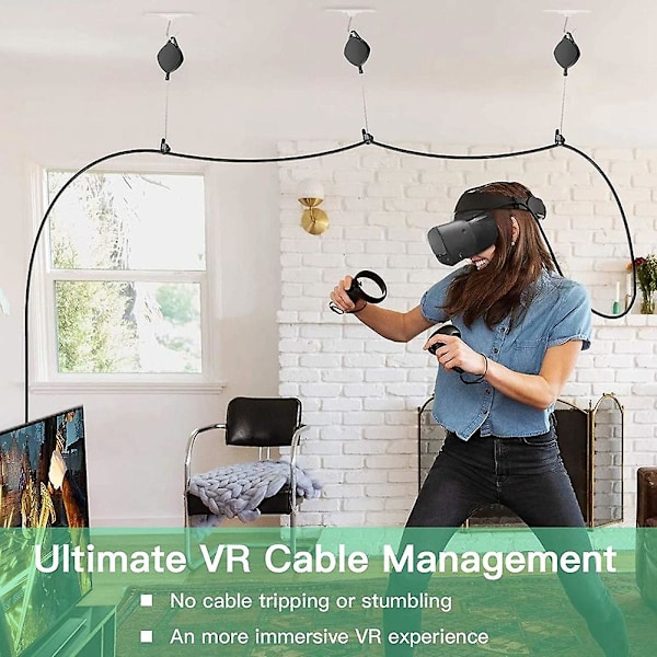 parts VR kabelhanteringssystem infällbart takrullsystem för /Quest 2/Vive Pro/ Rift