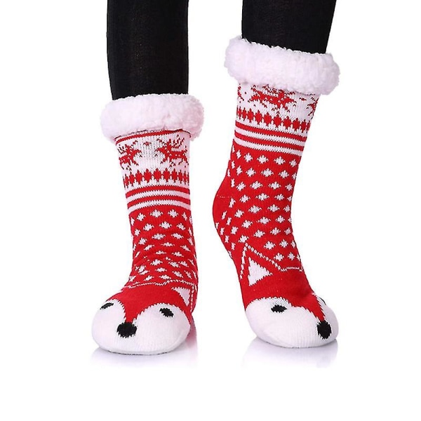 Christmas Fuzzy Socks For Women Athletic Tjock Vinter Varma strumpor Djur Söt Fluffiga Slipperstrumpor med grepp