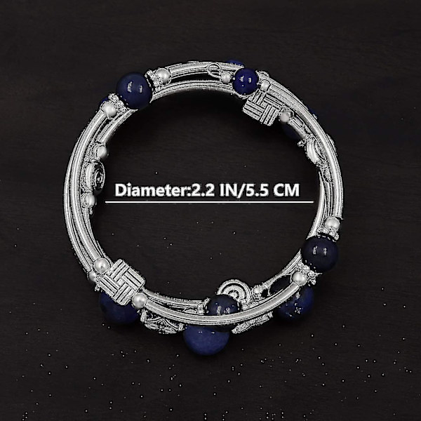Wrap-armband Bohemiskt Pärlarmband Flerfärgad Turkos Elastiskt Stapelbart Hänge Armband För Kvinnor (Blå)