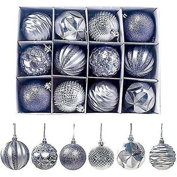 12 st julgranskulor Dekorationer Silver