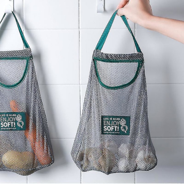 Återanvändbar Frukt & Grönsaker Shoppingväska Tote Mesh Vävd Nät Hängande Förvaringsväska För Kök