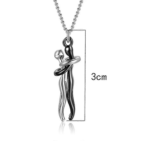 Kärleksfullt Par Kram Hänge Halsband För Alla Hjärtans Dag Present (Guld Silver)