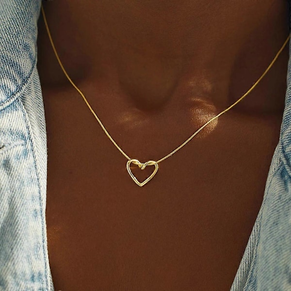 Halsband för kvinnor, 18k guldpläterat hjärthänge halsband, elegant kvinnohalsband nyckelbenskedja, Alla hjärtans dag presenter födelsedagspresenter festsmycken