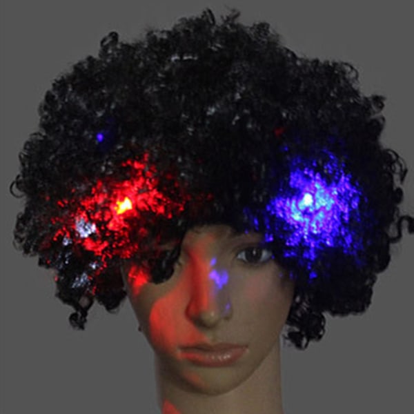 Halloween Colorful Led Light Up Afro Curly Clown Wig Cosplay Flashing Glow Explotion Wavy Hair Funny Circus Carnival Par